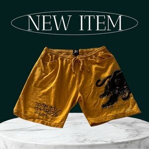 Don Ed Hardy Yellow Shorts with Panther Design Size XL